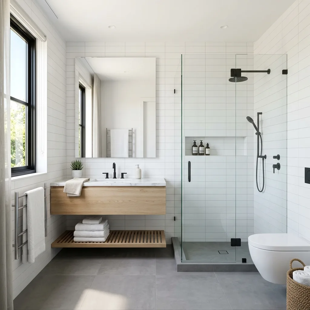 Spotless bathroom with clean tile and polished fixtures